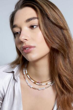 Halskette aus verschiedenen Perlen - Kollektion Natursteine Rosè & Gold Stone h5 Bild4